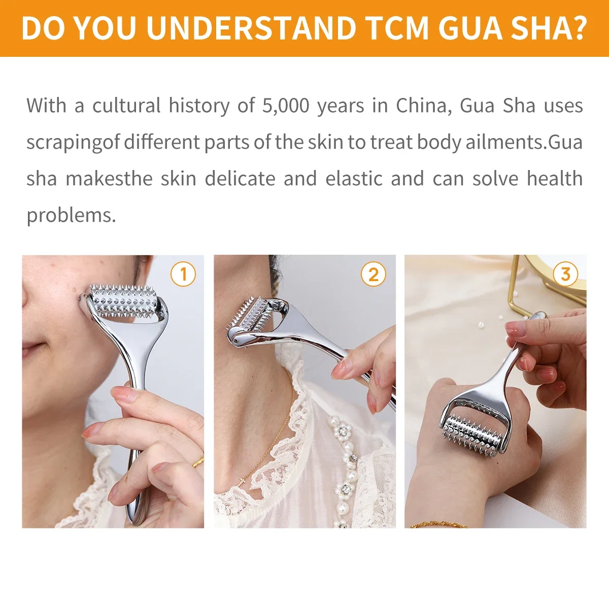 Alloy Micro Needle Roller Massage Stick Face Cream Spoon Stick Micro Needle Roller Spoon Face Beauty Face Slimmer