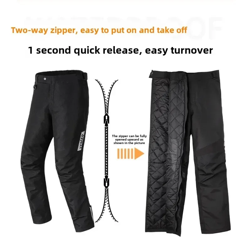 VND Motorcycle Quick Off Pants Men Winter Fleece Warm 3M Cotton CE2 Protective Cold Windproof Pants Motorcycle Winter Clothes