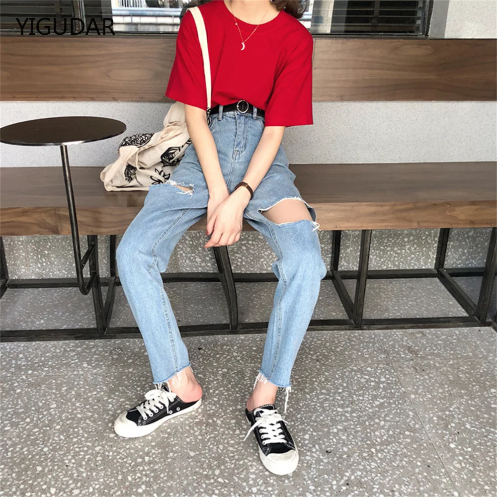 

Spring/Summer 2022 Washed Old Tassel Jeans Women's Mid-waist Solid Color Slim Fit Slim High Elastic Pencil Pants Women Jeans