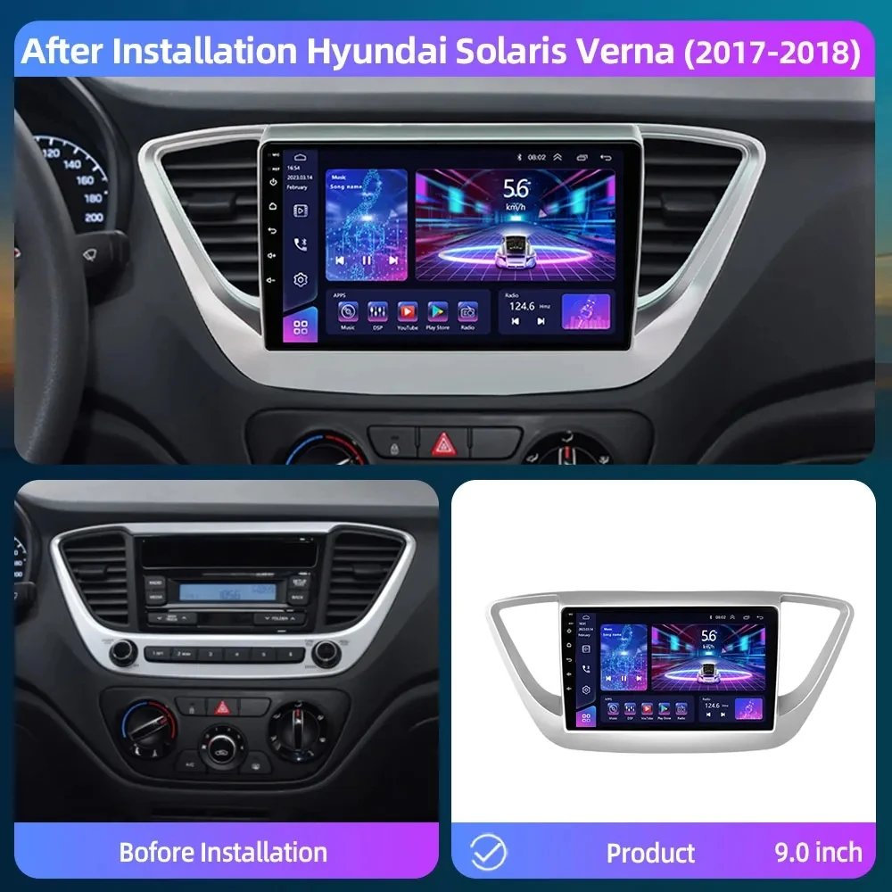 Autoradio Car Radio For Hyundai Solaris 2 Verna 2017 - 2020 Car Stereo Multimedia Automotive 8Core wifi gps Video Carplay Video