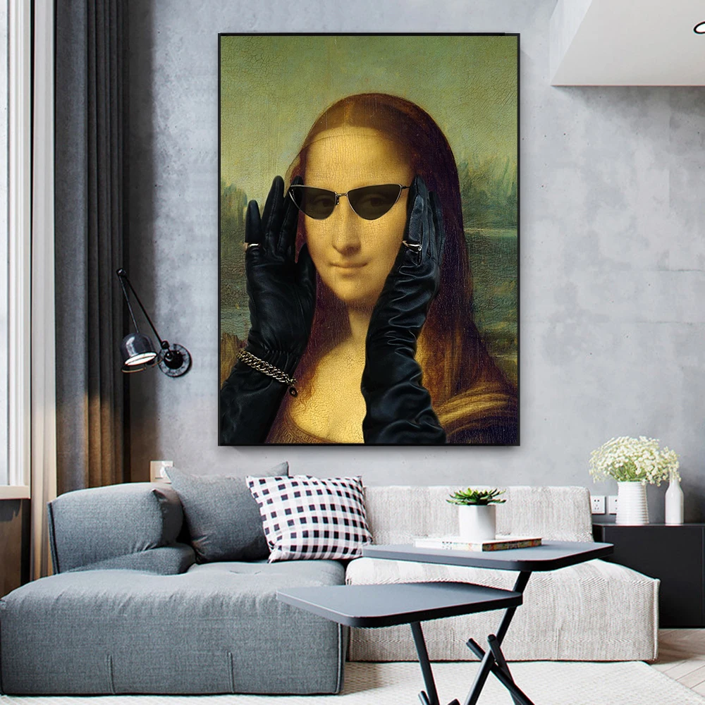 Fashion Mona With Glasses Poster Graffiti Funny Quote Print Alter Wall Art Canvas Painting Wall Pictures Home Living Room Decor