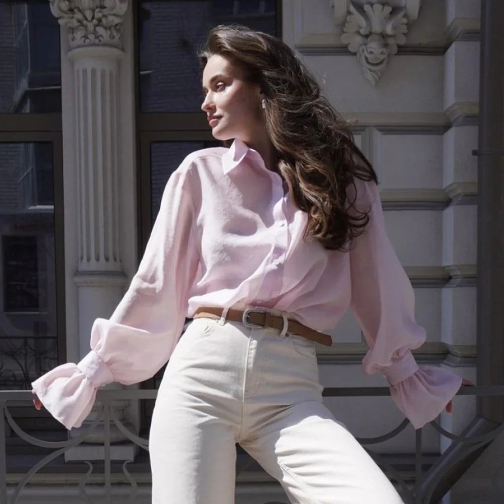 

Women's Long Sve Cardigan Top Ruffle Sve Loose Fit Comfortable Lenzing Eco Viscose Commute Sle irt CY009