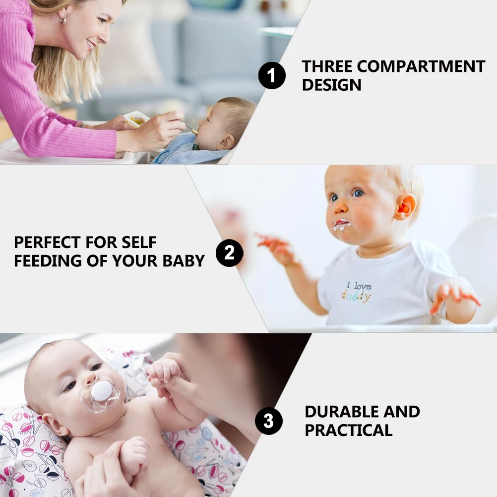 

1Pcs Baby Feeding Bowl Nonslip Suction Plate Divided Container Durable Practical Microwave Safe Baby Suction Bowl