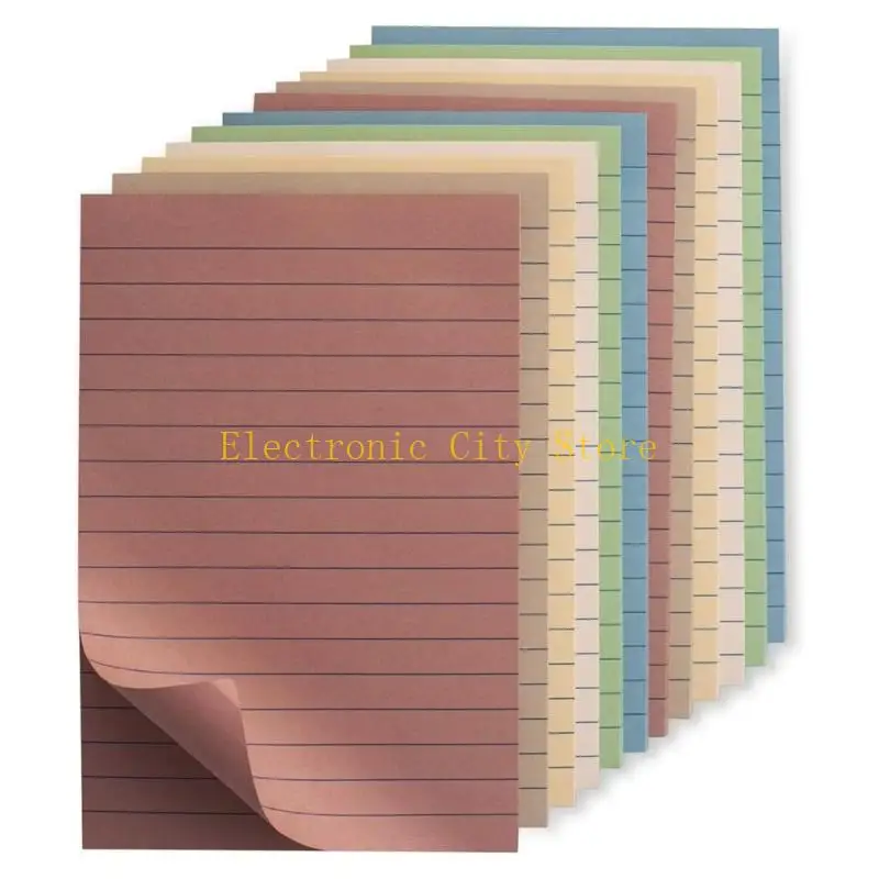 8 Pcs Retro Lined Sticking Note Adhesive Memos Pads Simple Note Pad for Students HU8D