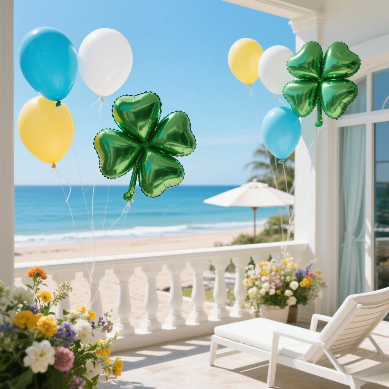 

20 pcs Lucky Four Leaf Clover Heart Shape Foil Balloons for St. Patrick's Day, Birthday Party, Wedding Decoration