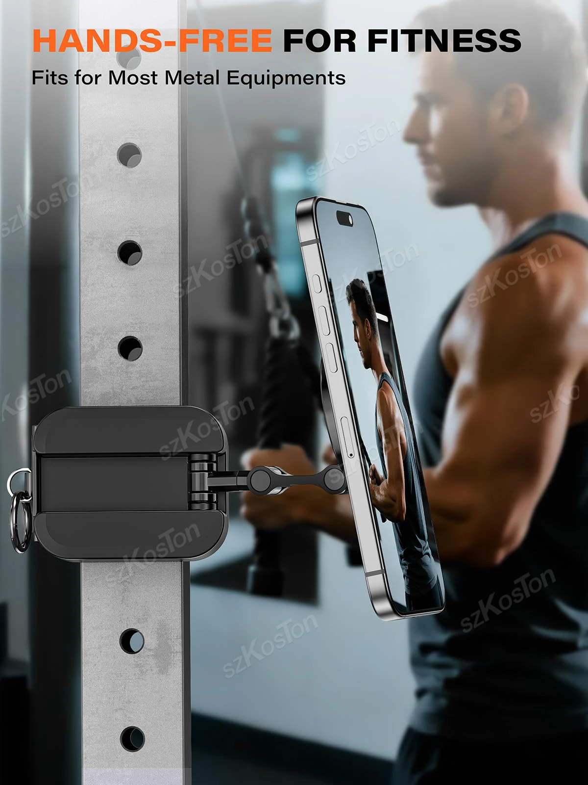 Magnetischer Handyhalter mit Universal-Tablett, Tischklemme, Fitnessstudio-Telefonständer, doppelseitige Magnete für iPhone 17–12-Serie – Detail 6