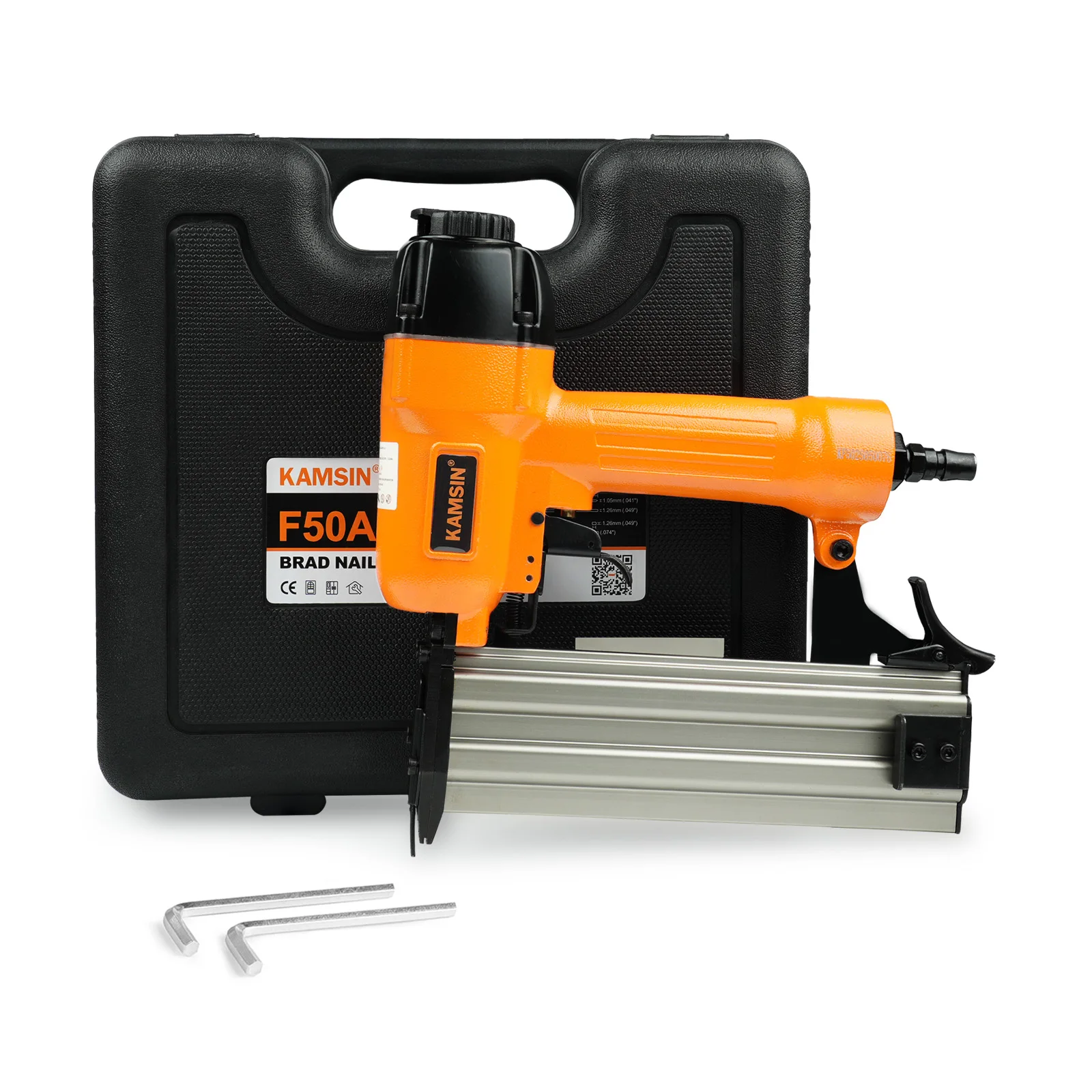 KAMSIN F50A Pneumatic Brad Nailer Accepts 18 Gauge 3/8-Inch to 2-Inch Brad Nails,  with Carring Case for Trim Work and Furniture
