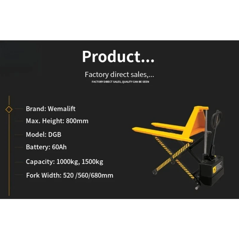 

option 1.5ton Electric High Lift Pallet Truck Battery Powered Scissor Pallet Jack Automatic Scissor Forklift Stacker