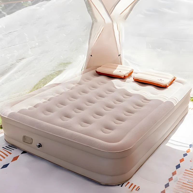 ที่นอนลมขนาดควีนไซส์พร้อมปั๊มในตัวที่นอนเป่าลมแบบอัพเกรด Luxury Flocked Top Airbed, ที่นอนเป่าลมสําหรับตั้งแคมป์เกสต์