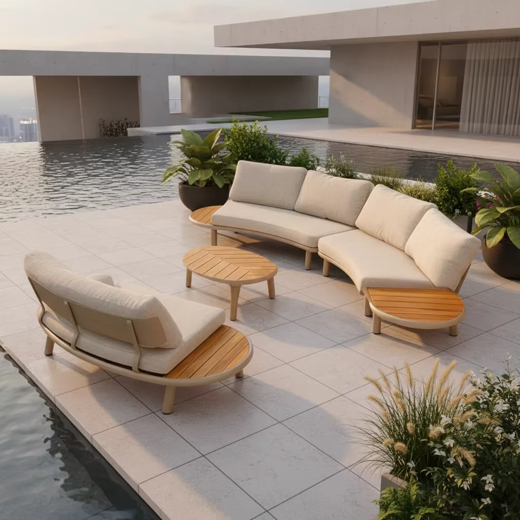 High Quality Modern Weatherproof Aluminum Garden Furniture Set Easy Maintenance Sofa For Outdoor Use In Dining Hotel & Villa