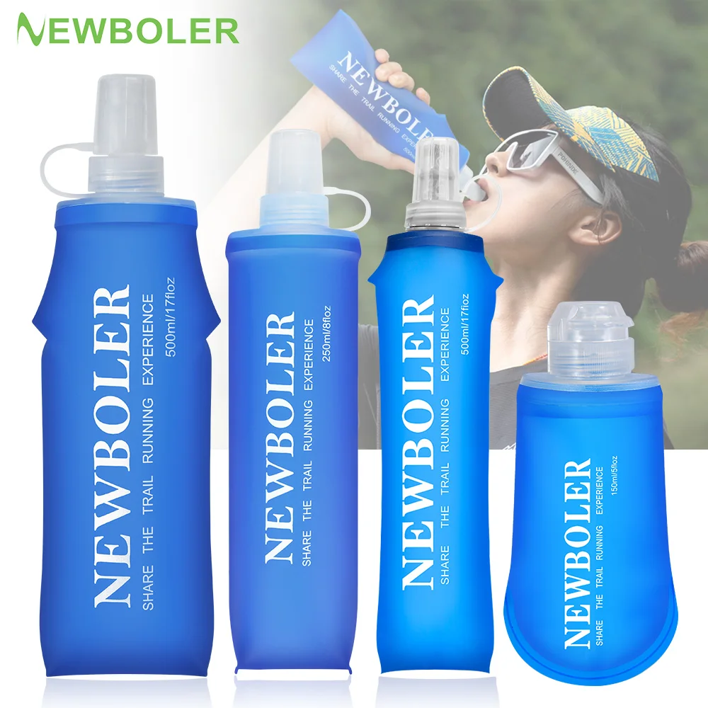 NEWBOLER 150/250/500ml Outdoor TPU Foldable Silicone Bite Size Water Bottle Running Camping Hiking Travel Practical Water Bottle