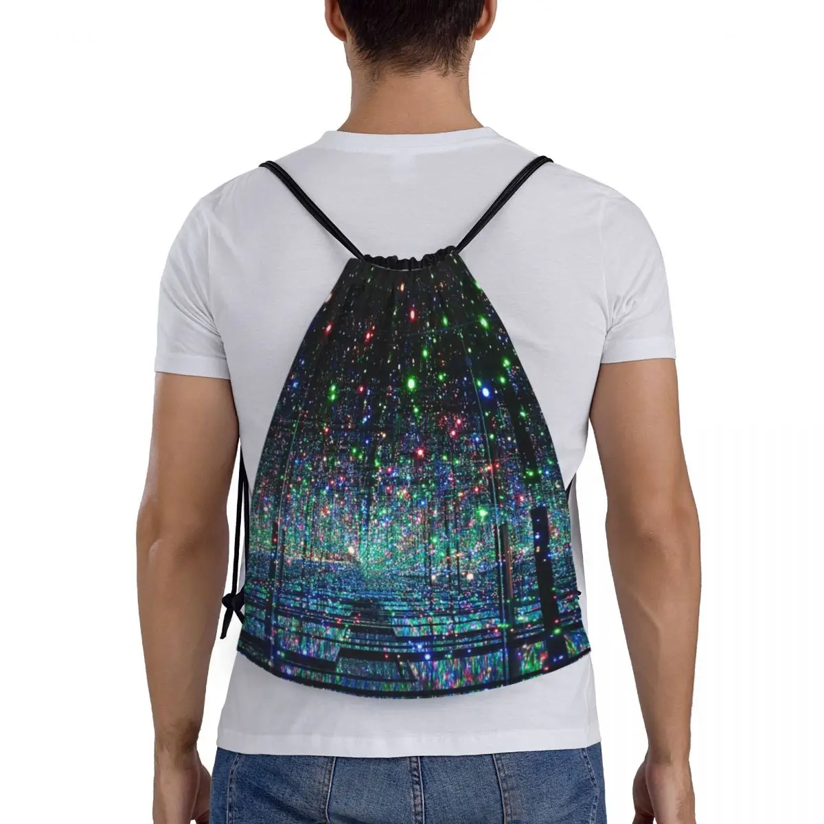 Yayoi Kusama Aesthetic Neon Drawstring Bag Men Women Portable Gym Sports Sackpack Shopping Backpacks