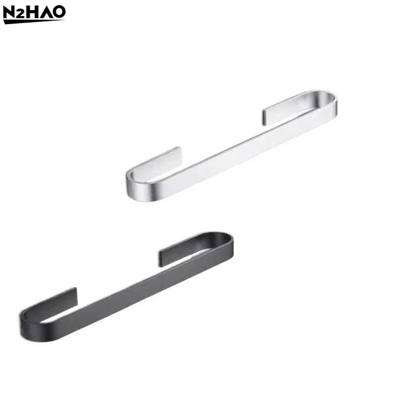 1PC Towel Rail Rack Towel Holder Bathroom Towels Rack Hanger Black Silver Space Aluminum Wall Hanging Towel Bar Storage Shelf - view 5