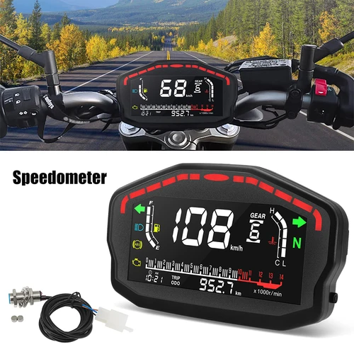 Tacómetro LCD Universal para motocicleta de 12V, fueraborda, pantalla de velocímetro de 14000rpm para 2,4 cilindros, Honda, Ducati, Kawasaki