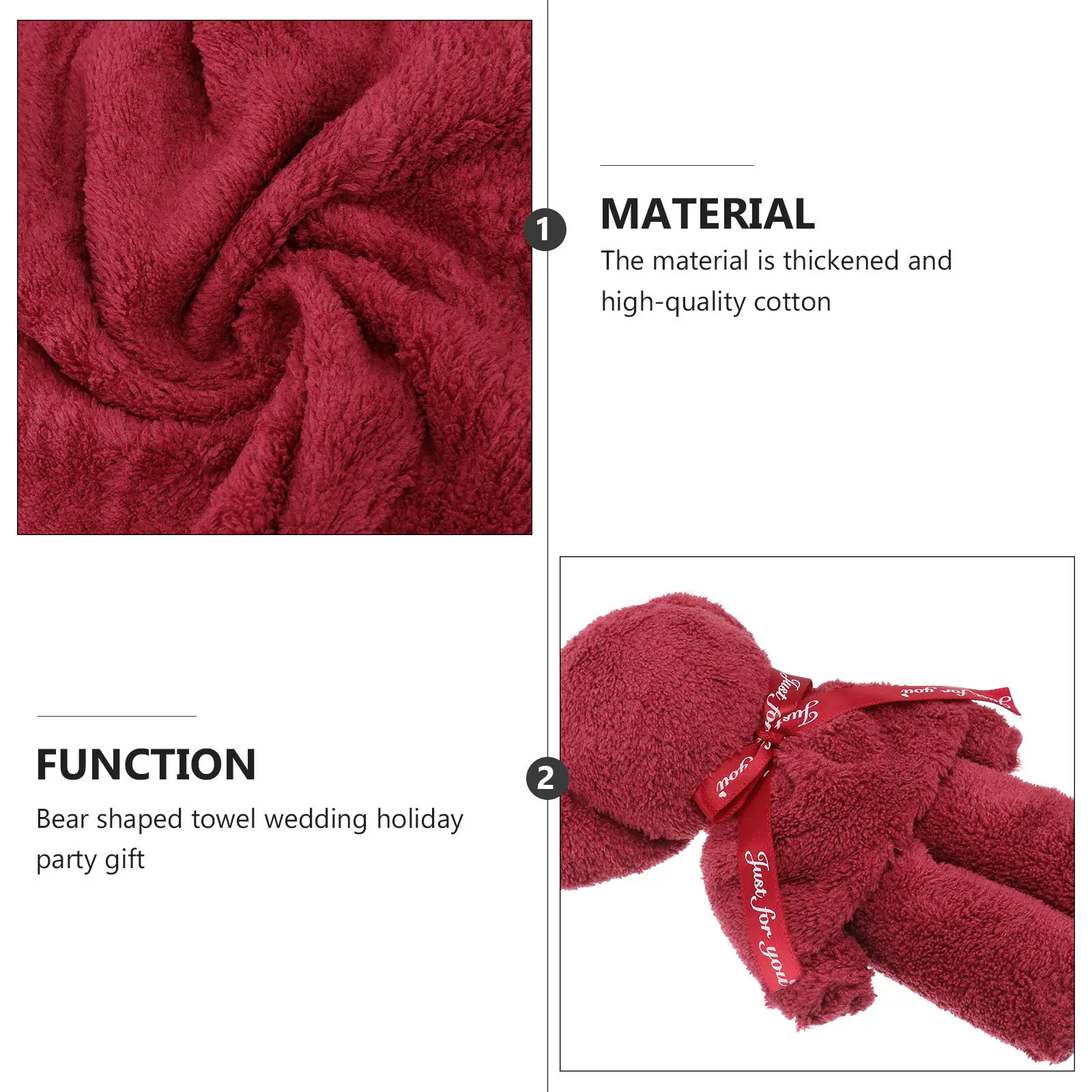 

1 Set Of Bear Shaped Towel Lovely Cartoon Hand Towel Comfortable Skin-Friendly Washcloth For Christmas Wedding Gift With Mesh