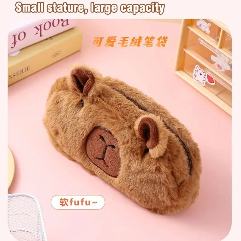 Bolsa de lápices Capybara de gran capacidad, bolsa de papelería Kawaii estética, estuche de bolígrafo para niños, bolsa de almacenamiento de