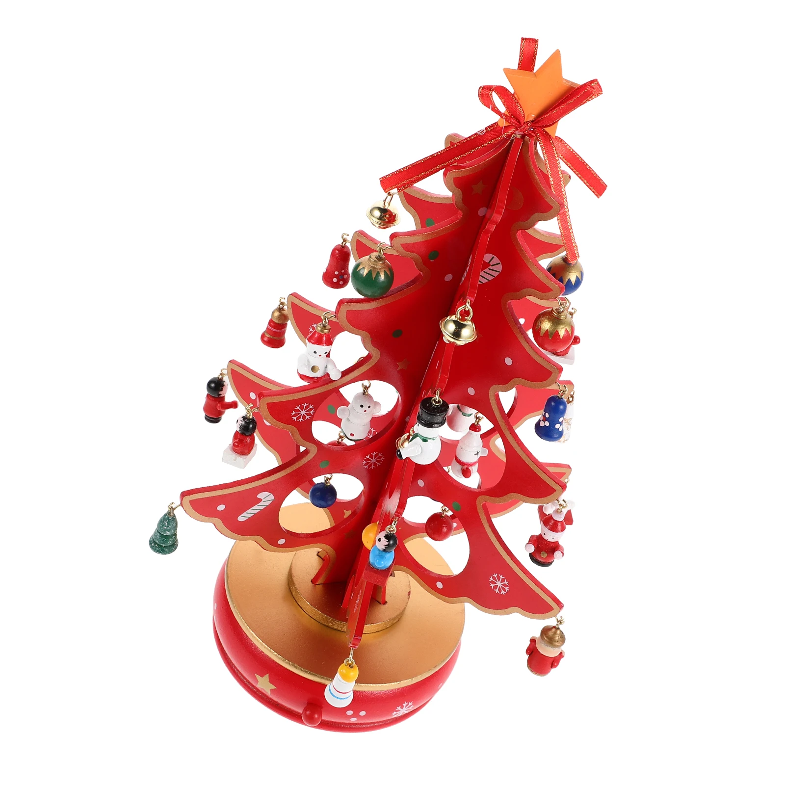 

Christmas Tree Music Box Vintage Decor Engraved Boxes Wooden Musical Artificial