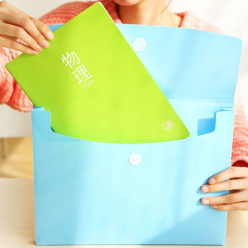 Portable Candy Color Smile Folder para Student, File Bag, Test Paper Clip, A4 File Package, Office Supplies