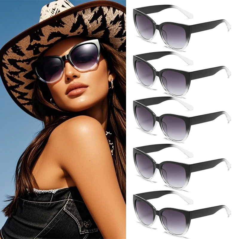 5 stücke Classics Frauen Große Cat Eye Sonnenbrille Lila Gradienten Objektiv Design Sonnenbrille Unisex Outdoor Weibliche Shades Brille UV400