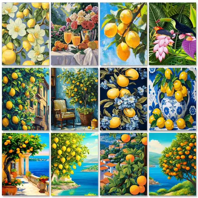 

RUOPOTY Painting By Numbers With Frame Fruit Handpainted Coloring Draw Craft Diy Paint By Numbers For Home Decors