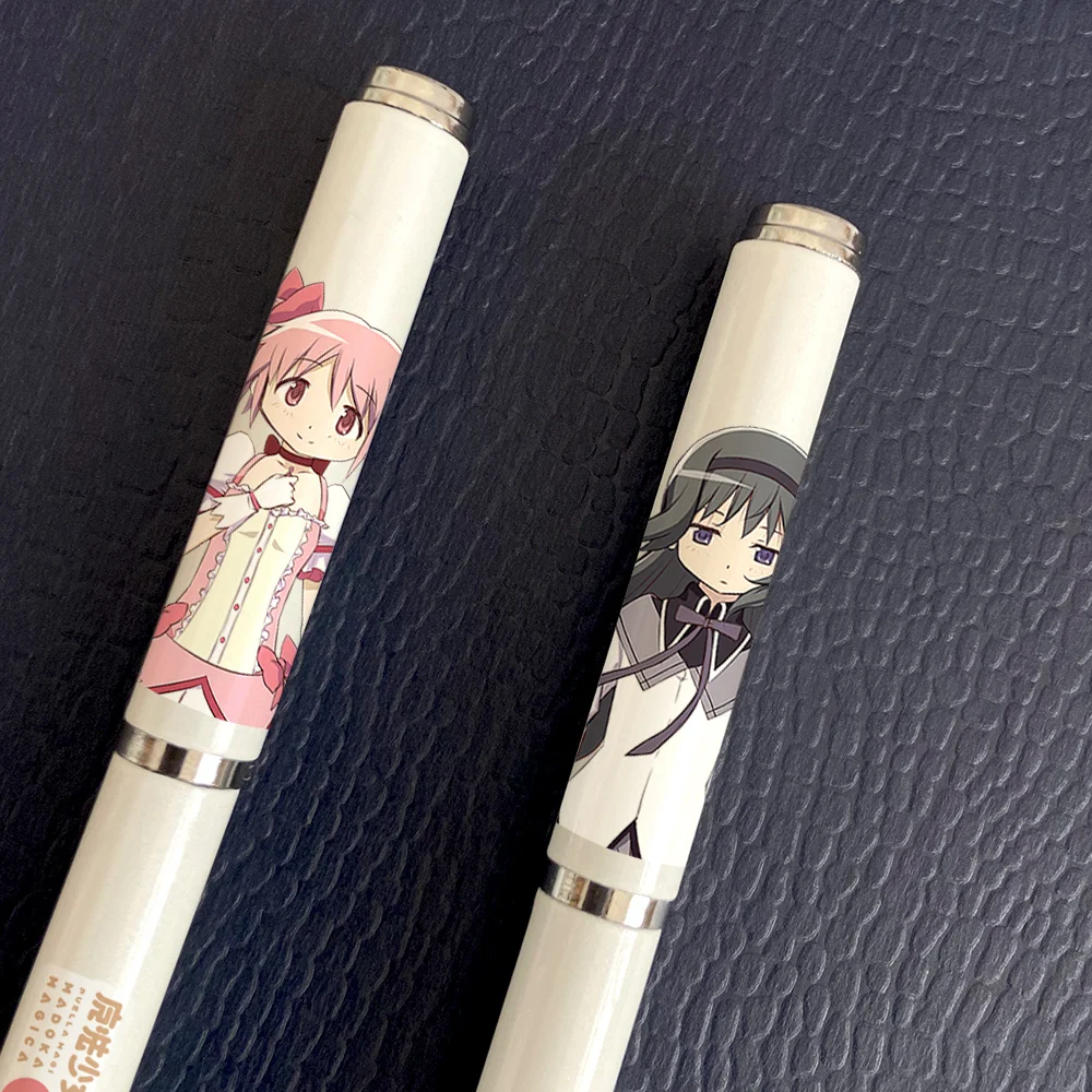 Anime Puella Magi Madoka Magica Kaname Madoka Black Ink Gel Pen 0.5mm Graffiti Writing Pens Kids Gift School Stationery 1353