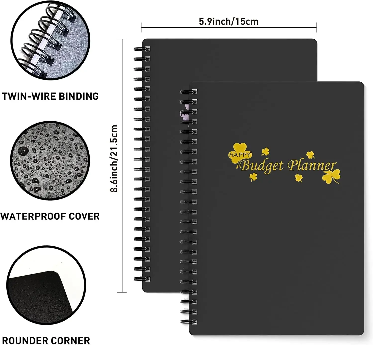 Budget Planner & Expense Tracker, Undated Finance Organizer, A5 (8.6x5.9 inch), 100gsm Paper, Golden view 2