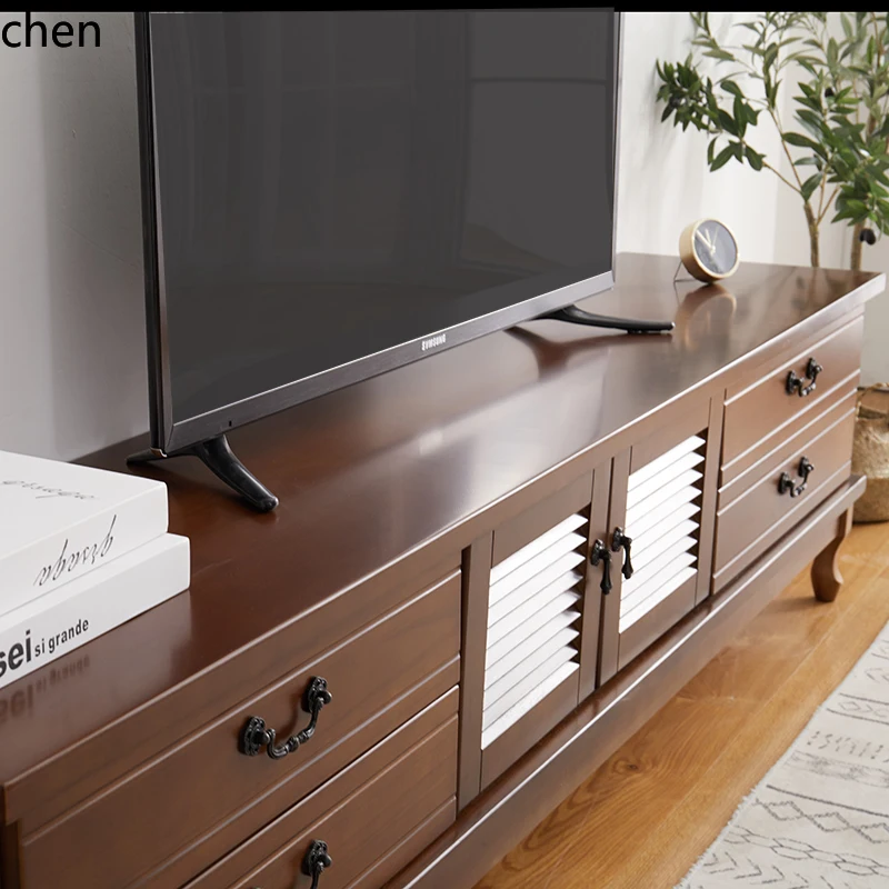 YFY solid wood TV cabinet small apartment living room coffee table combination floor cabinet