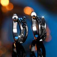 Trendy Crystal Female Small Zircon Stone Infinity Hoop Earrings Vintage Black Gold Color Wedding Jewelry For Women