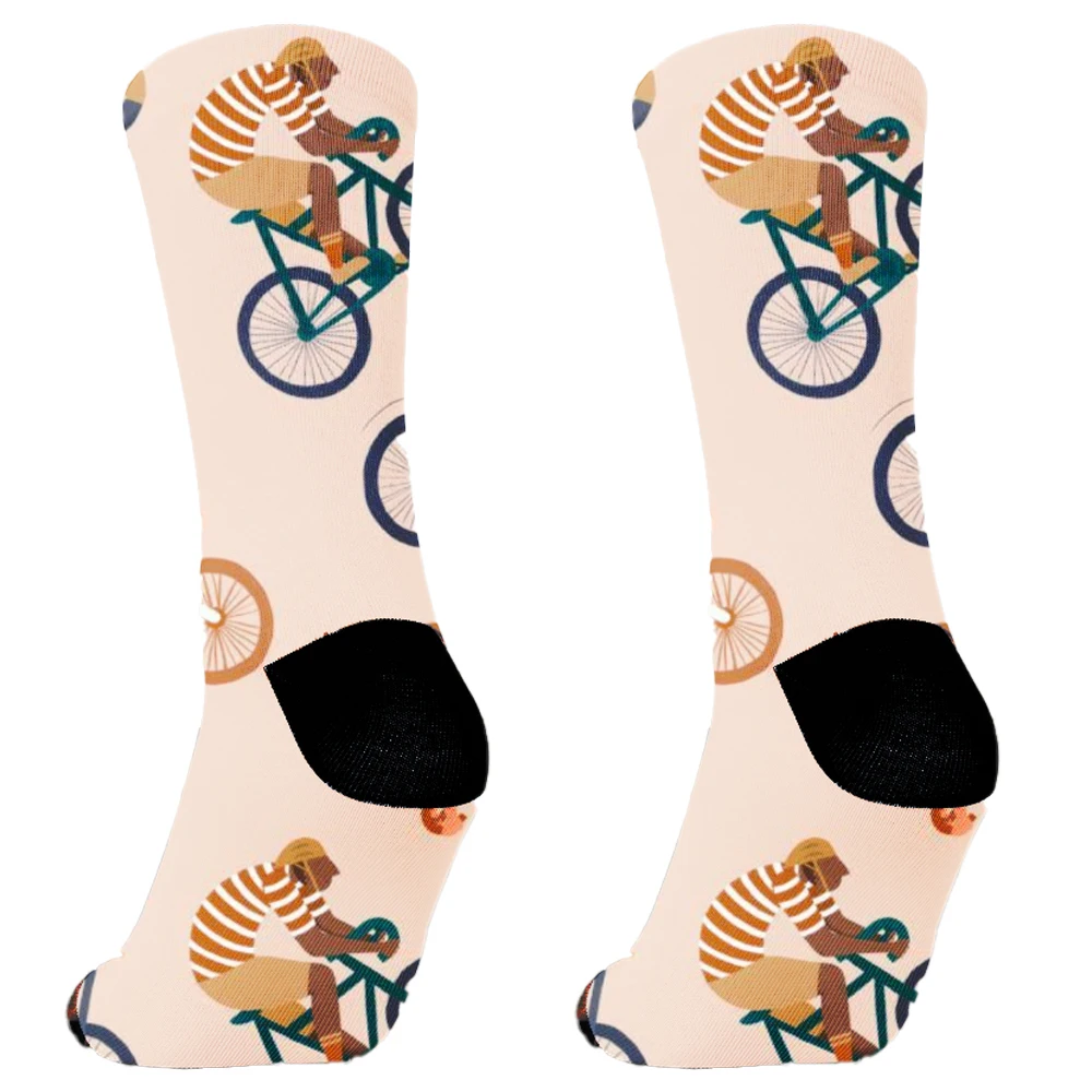 New1 Pairs New Funky Skull Socks Men  Cartoon Alien Novelty Hip Hop Orange Crazy Trend Socks Gift