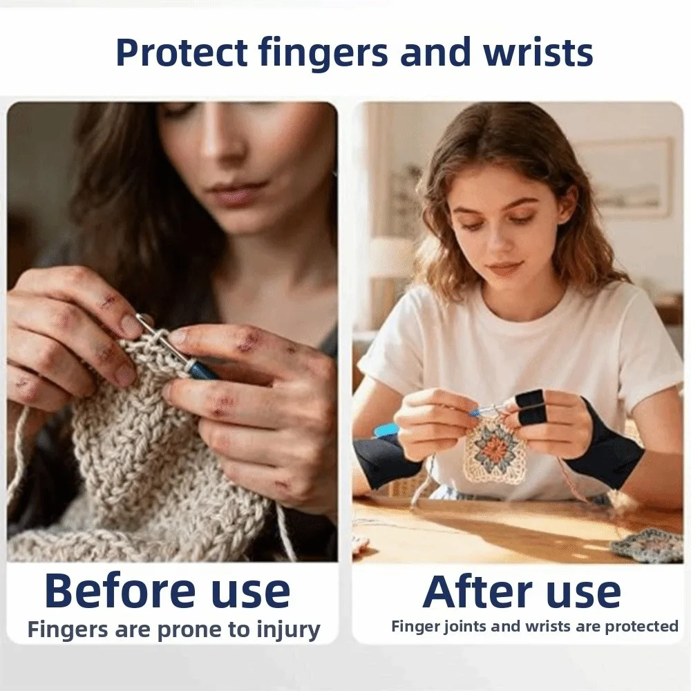 Ergonomic Design Crochet Glove Sets with Finger Covers Adjustable Wrist Support Brace Comfortable Breathable