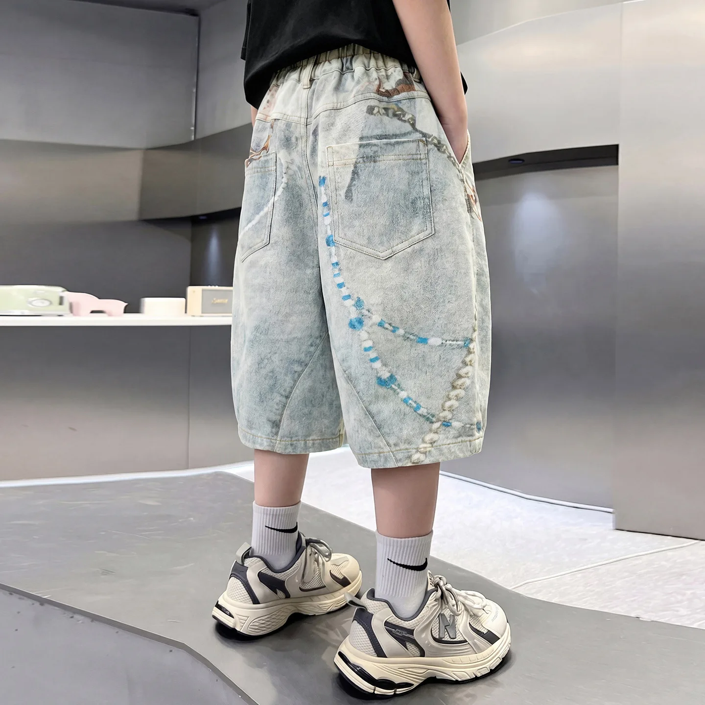 Stylish Hip Hop 3D Print Denim Shorts for Kids - Boys & Girls Capri Pants Streetwear mid Calf Cropped Jeans for Teenagers 5-14 Y