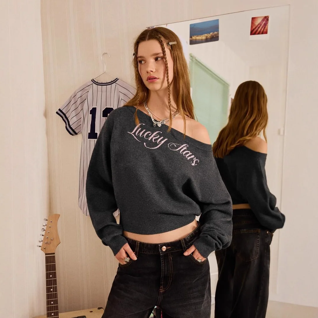 

New American Knitted Sweater Hip Hop Cartoon Printed Skims Hoodie Street Clothing Y2k Clothes Women's Fashion Sweater