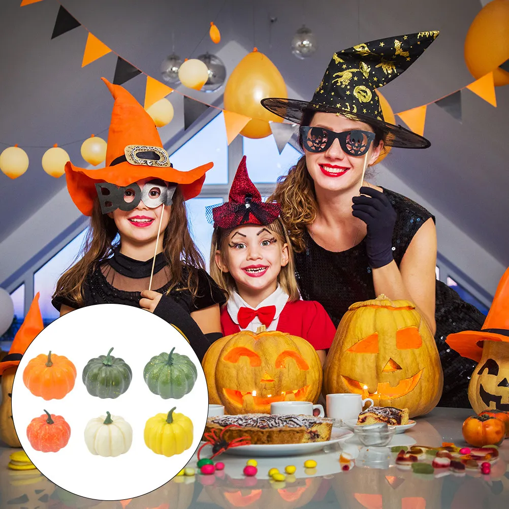 6Pcs Realistic Foam Pumpkins Halloween Fall Decor Photography Props Thanksgiving Party Indoor Outdoor