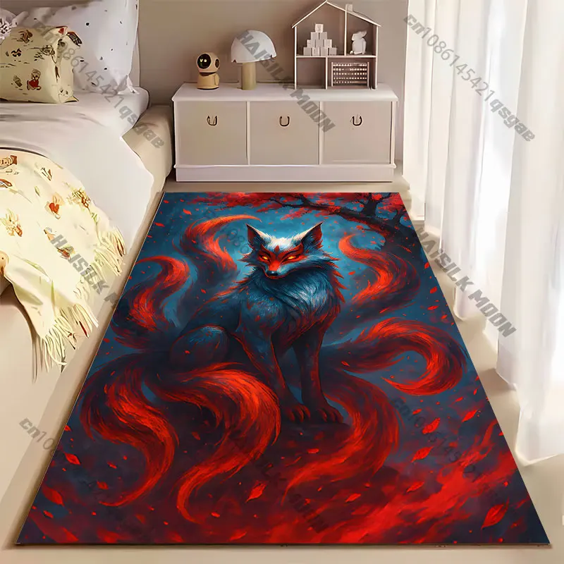 Mystical fiery fox spirit carpet Yoga living room room decor children's crawling mat doormat area rug games mat