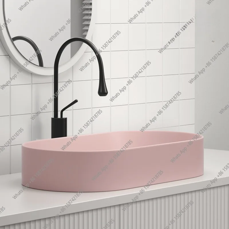 

Premium Morandi pink countertop basin wash basin ceramic countertop basin wash bathroom wash face hands
