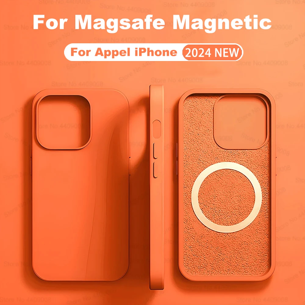 For Magsafe Liquid Silicone Magnetic Case For Apple iPhone 16 15 14 13 12 11 Pro Max 16 14 15 Plus Wireless Charging Back Cover