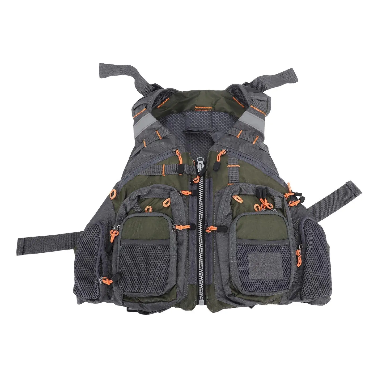 Adjustable Fly Fishing Vest for men & Women - Breathable Oxford Fabric in Green, Perfect for outdoor Adventures