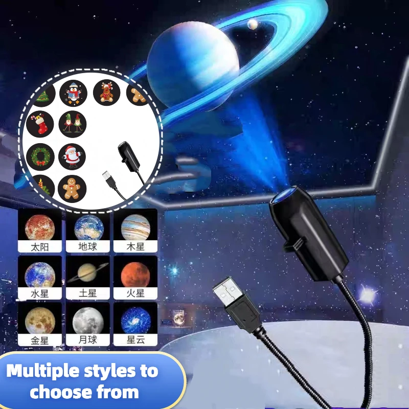 

360 ° Rotating Skull Led Night Light Ceil Wall Mapping Light Halloween Projector Night Light Christmas Series Decor Light New