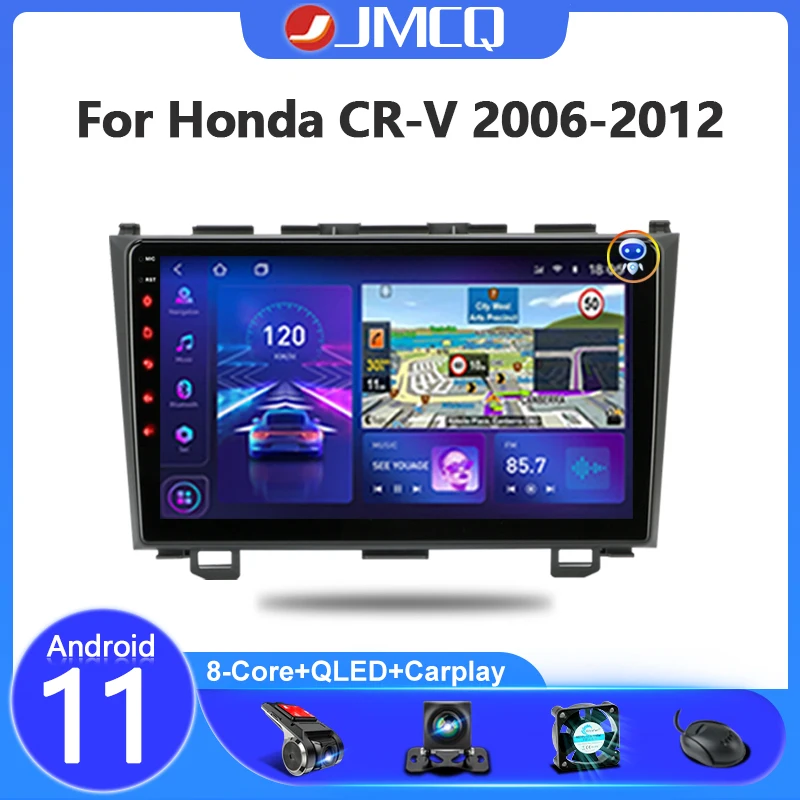 

Автомобильная магнитола JMCQ 2 Din Android 11 для Honda CRV CR-V 2006 2007 2008 2009 2010 2011 мультимедийный видеоплеер навигация GPS Carplay