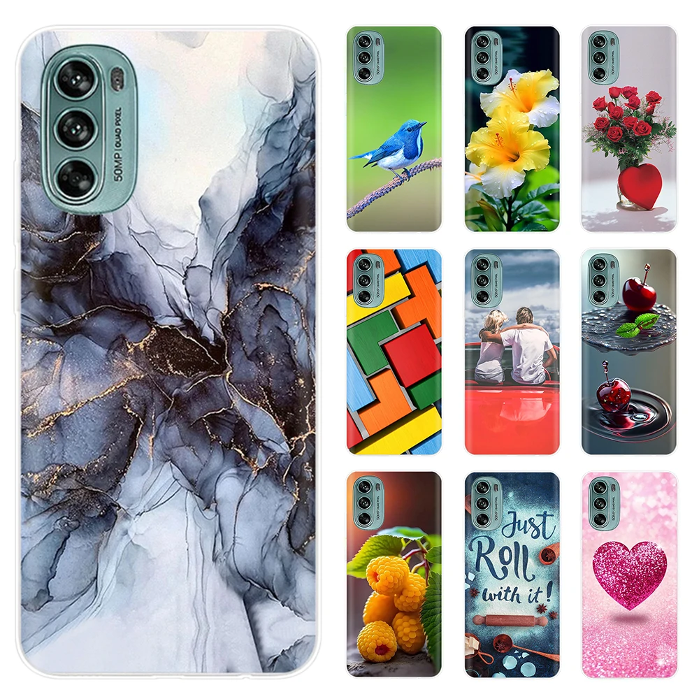 Mobile Phone Bag Case For Motorola G62 5G Case RMX3780 Global Silicone Soft Cover for Motorola Moto G62 5G Fundas Flower Painted