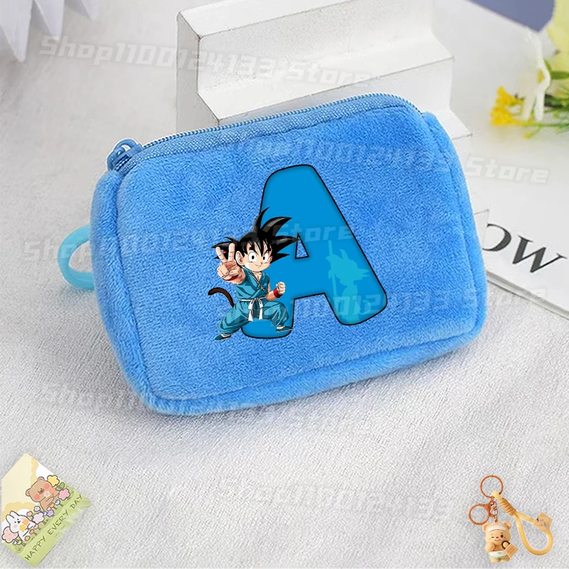 

Dragons Ball Kids Plushd Coin Purse Cute Letters Anime Print Kawaii Portable Wallet Man Key ID Card Mini Bag Boy Game Party Gift