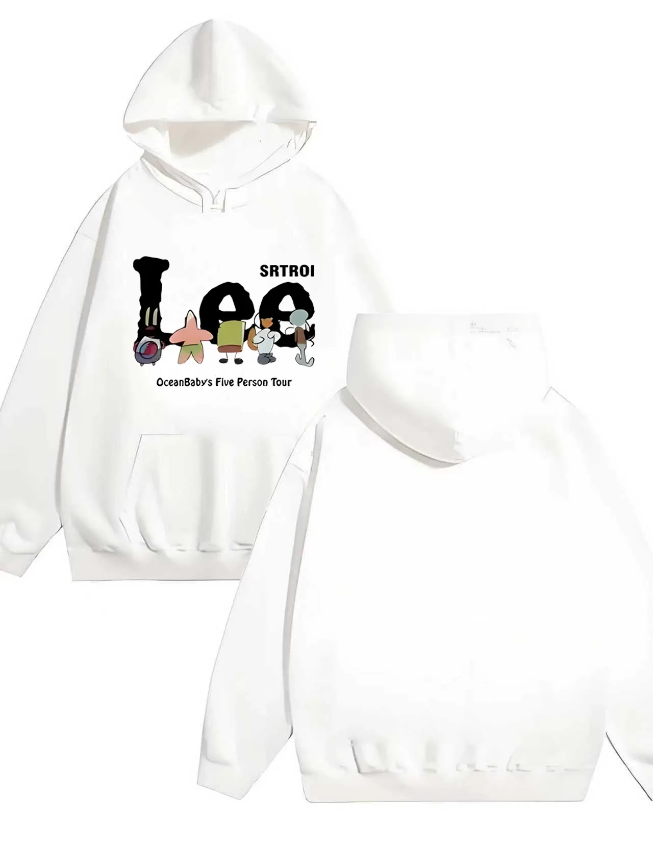 2025 جديد الكرتون المحيط الطفل طباعة مقنعين البلوز للرجال والنساء بلوزة فضفاضة غير رسمية 330 جرام الثقيلة مقنعين البلوز