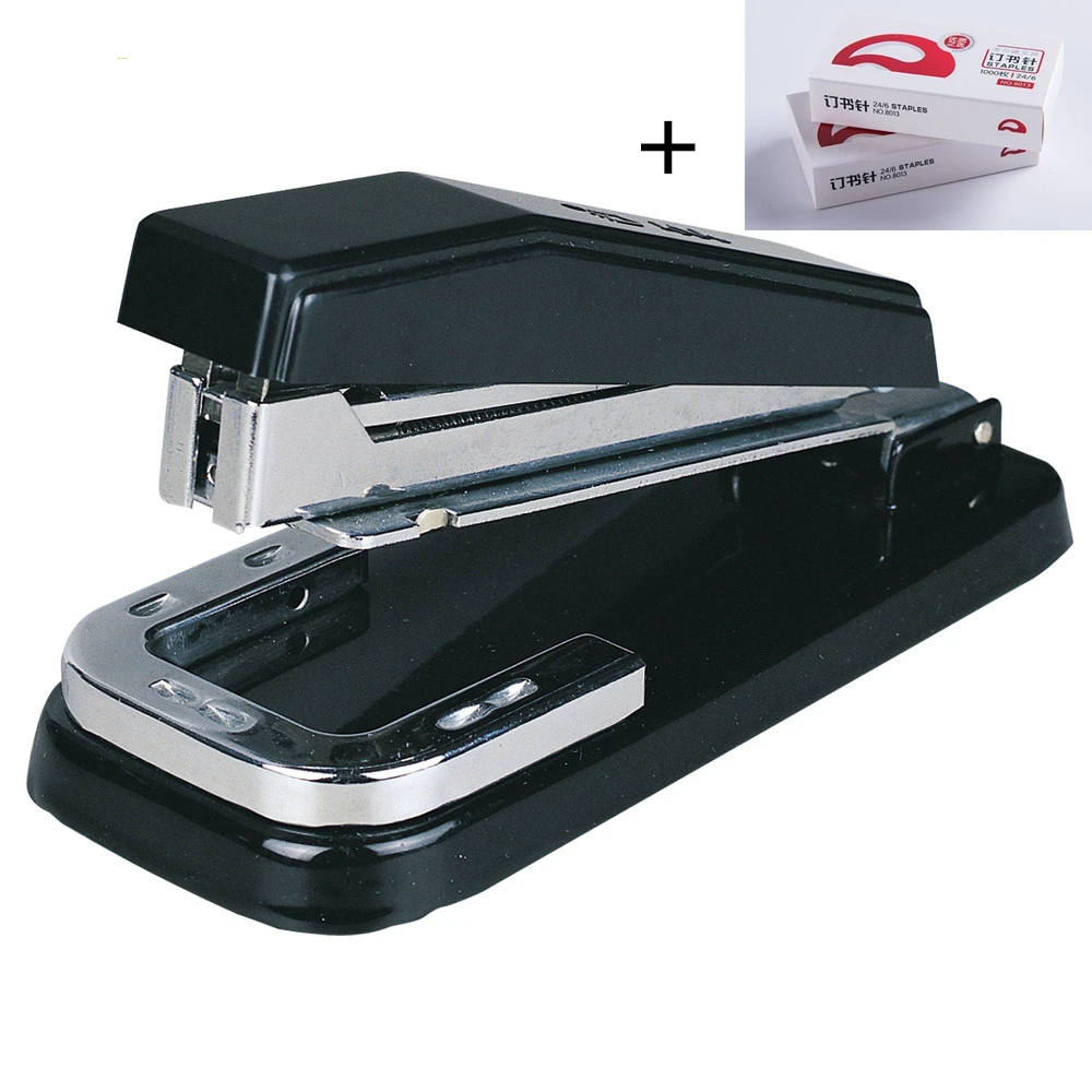 1 Set Quality Stapler Useful Rotatable Stapler with 2000 Pieces Staples Set Office Binding Stationery 2 Box Staples for Free