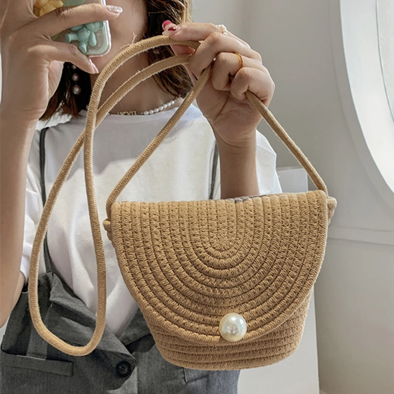 

Fashion Handmade Straw Handbag for Women Summer Beach Tote Woven Casual Bohemia Knitted Straw New Female Shoulder Messenger Bag