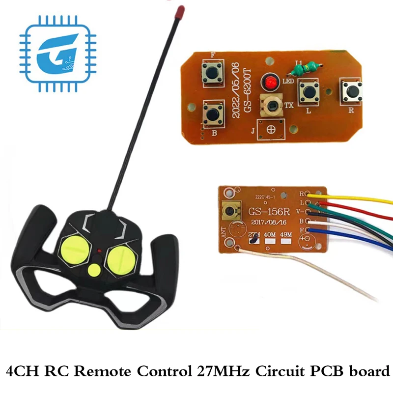 

858 27MHz Circuit 4CH RC Remote ControlPCB Transmitter and Receiver Board with Antenna Radio System Car Accessories