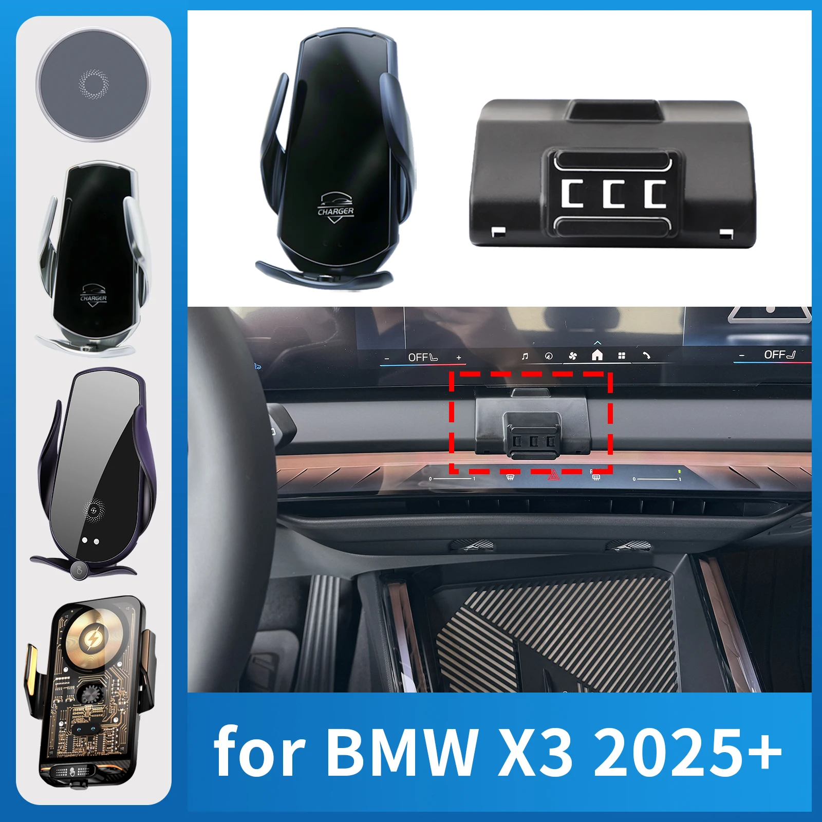

Car Mobile Phone Holderfor for BMW X3 2025 2026 GPS Bracket Charging Stand Auto Accessories
