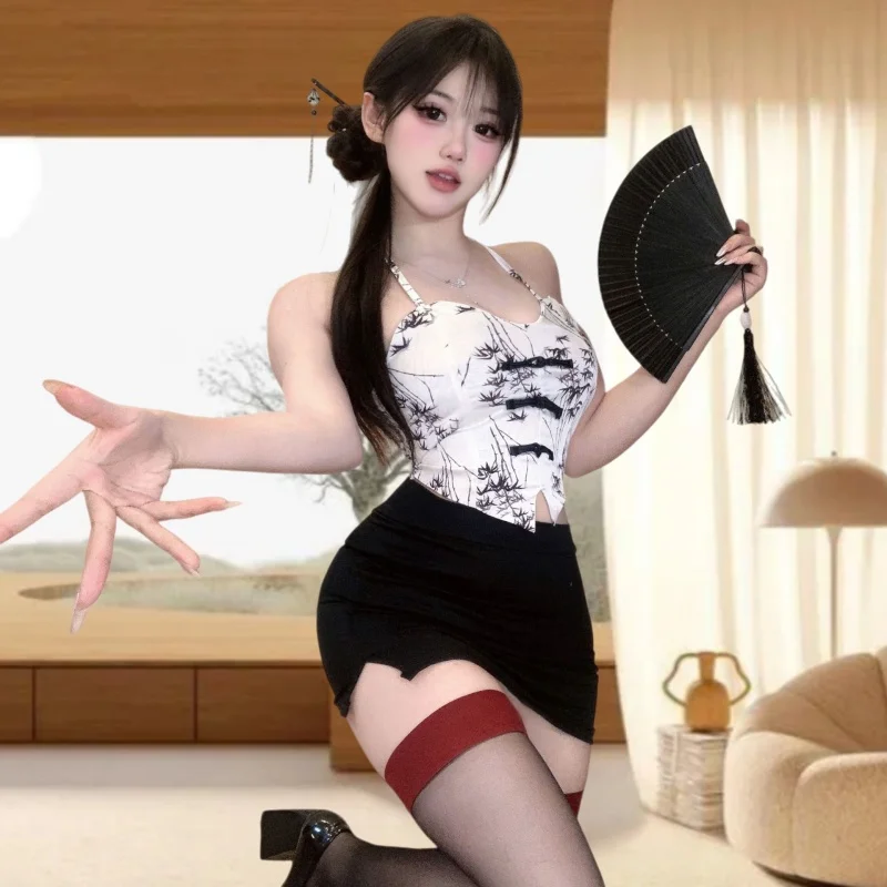 بدلة نسائية ملابس داخلية مثيرة يمزح موحدة إغراء هدايا عيد ميلاد مقاس واحد سهولة الوصول تنورة صغيرة شرقية عتيقة #2