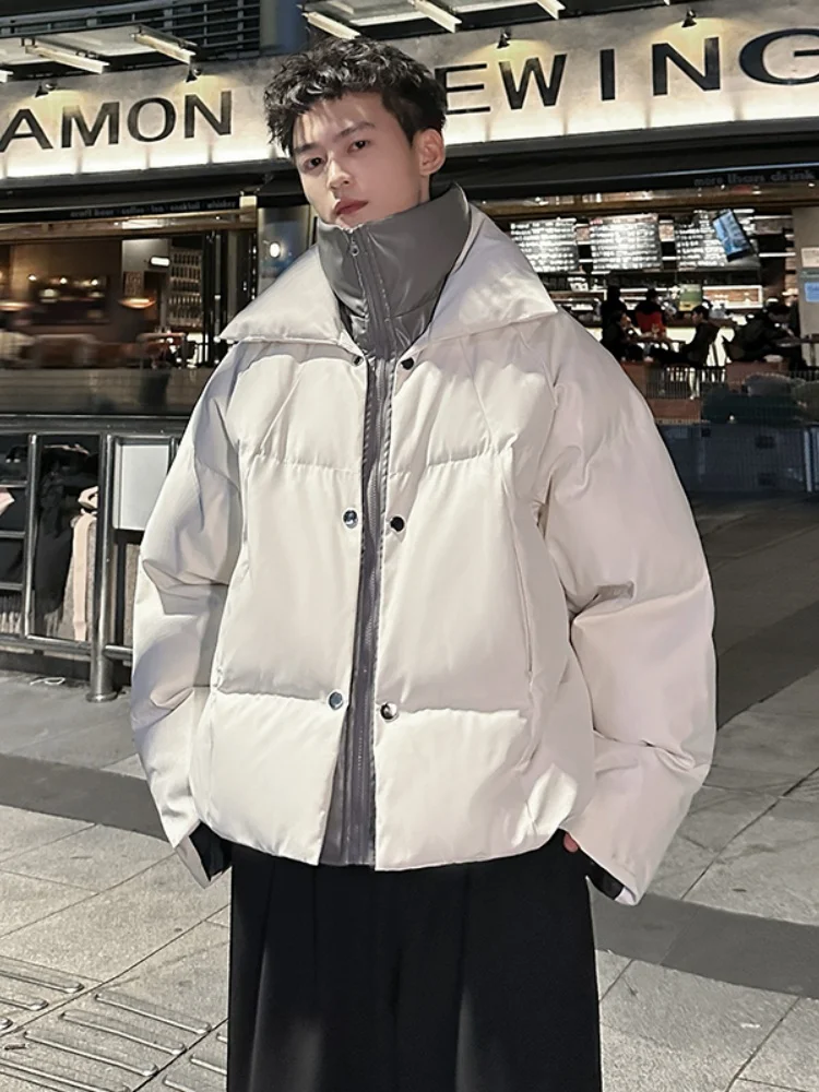 

Мужская утепленная зимняя хлопковая куртка с воротником-стойкой, на пуху, теплая, молодежная, повседневная верхняя одежда, из чистого полиэстера, CleanFit Sle