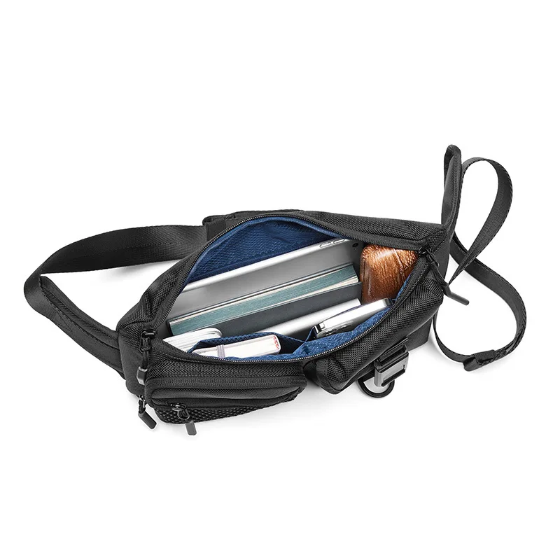 High Quality Black Sports Chest Bag For Men Oxford Cloth Waterproof Male Sling Shoulder Cross Bag Outdoor Fanny Waist Pack 2025