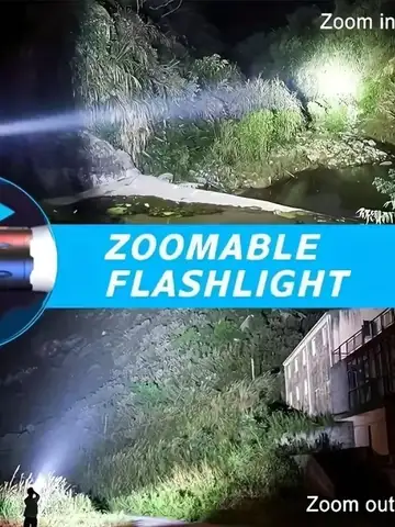 High Power LED Flashlight Powerful TYPE-C Rechargeable COB Flashlight With Side Light Torch For Outdoor Camping Hiking